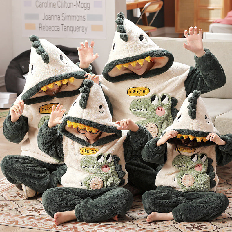 A Family Of Three Coral Plush Housewear Suit